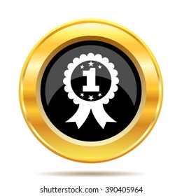First prize ribbon icon. Internet button on white background. EPS10 vector.