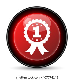 First prize ribbon icon. Internet button on white background. EPS10 vector
