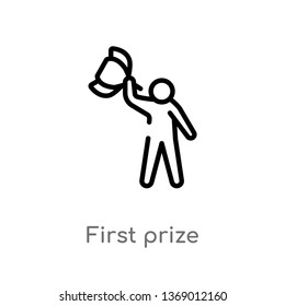 first prize vector line icon. Simple element illustration. first prize outline icon from humans concept. Can be used for web and mobile