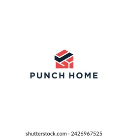 First Punch with Home Real Estate logo design illustration
