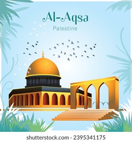 Die erste qibla der Muslime, Al-Aqsa-Moschee Palästina, Al Aqsa Moschee, Illustrationsvektor.