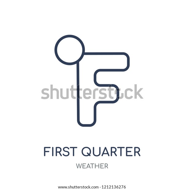 First quarter icon. First quarter linear\
symbol design from Weather collection. Simple outline element\
vector illustration on white\
background.