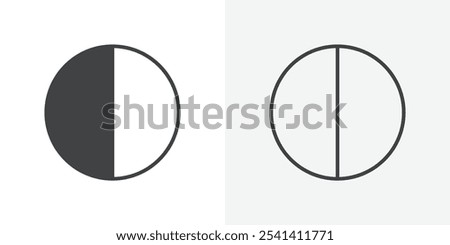 First quarter moon icon flat and simple set design