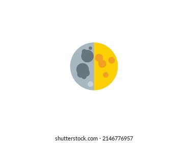 First Quarter Moon Vector Isolated Emoticon. Moon Icon