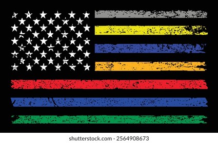 First Responder, Correction Officer, Dispatcher, Nurse, Search And Rescue Officer, Firefighter, Emergency Worker, Police, And Military Flag Design.