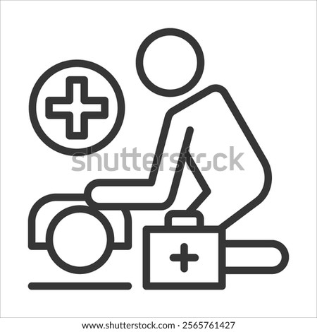 First Responder Icon Vector Illustration Outline Style