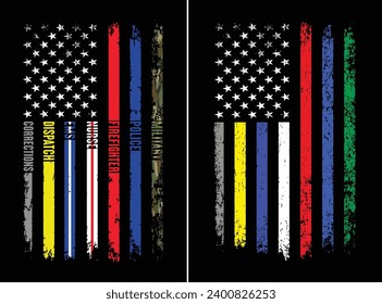 First Responders With American Flag Design