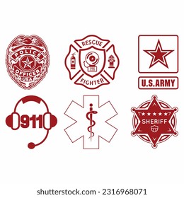 Primeros responsables Enfermeras de la bandera Héroe Enfermera de la Policía de EMS Incendio Correcciones militares envío Diseño de camiseta editable