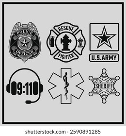 First Responders Hero Flag Nurse EMS Police Fire Military Vector T shirt Design, First Responders Hero Flag Shirt