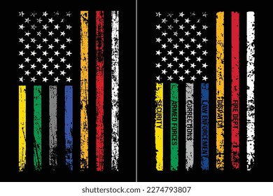 Los Primeros Respondedores Hero Flag USA Thin Line Saludan El Diseño Esencial.