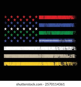 First Responders Police Military Firefighter Nurse Ems Dispatch Correction American Usa Flag Design For T Shirt Poster Banner Background Print Vector Illustration..