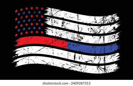 First Responders Shirt, First Responders Flag, Usa Police Firefighter Thin Red Line and Thin Blue Line T-Shirt.