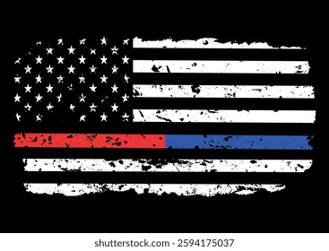 First Responders Shirt, First Responders Flag, Usa Police Firefighter Thin Red Line and Thin Blue Line T-Shirt