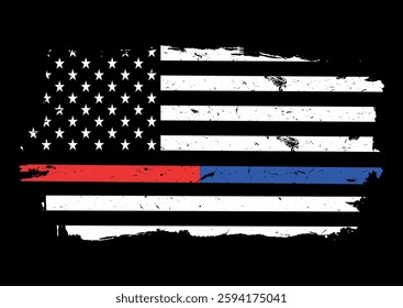 First Responders Shirt, First Responders Flag, Usa Police Firefighter Thin Red Line and Thin Blue Line T-Shirt