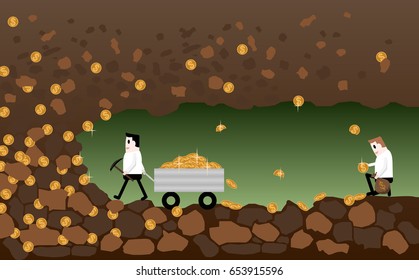 The first rich man to dig gold coins from the basement and another man collecting gold coins from the first man passage