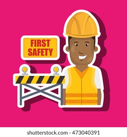 first safety worker icon vector illustration design