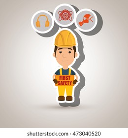 first safety worker icon vector illustration design