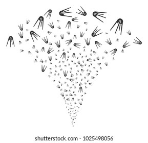 First Satellite festive fountain. Vector illustration style is flat iconic symbols. Object fountain combined from random pictographs as first satellite fireworks.