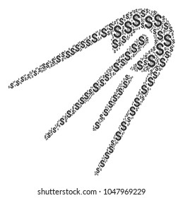 First Satellite mosaic of american dollars. Vector dollar currency icons are organized into first satellite composition.