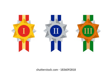 first second third degree sport or business awards, vector icons set