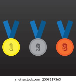 First, second and third medal set.