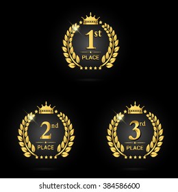 Award Golden Label First Second Third Stock Vector (Royalty Free) 385093153