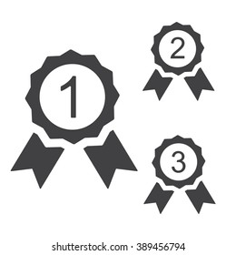 First, second and third place medal icon set.