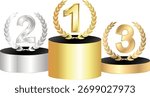 First, second and third place on the podium design