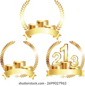 Prêmios de primeiro, segundo e terceiro lugares nos pódios de vários desenhos