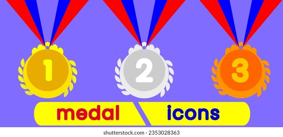 first, second, and third place winner medal icons vector. simple and modern design