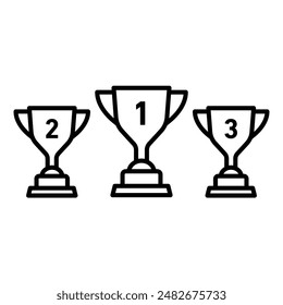 First Second Third Prize Trophy Cup Icon Set Award Illustrations for Competitions and Ceremonies