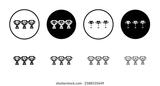 First second Third prize trophy cup icon line art vector