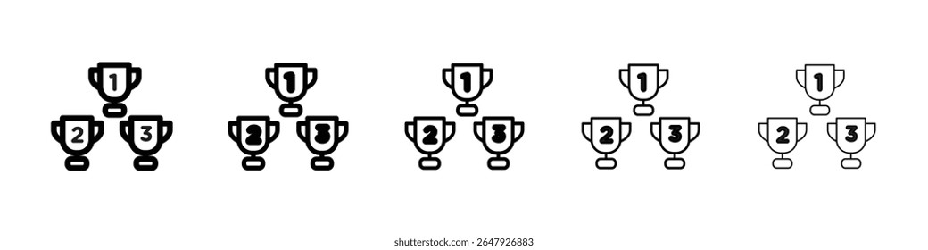 First second Third prize trophy cup icon isolated vector on white background set