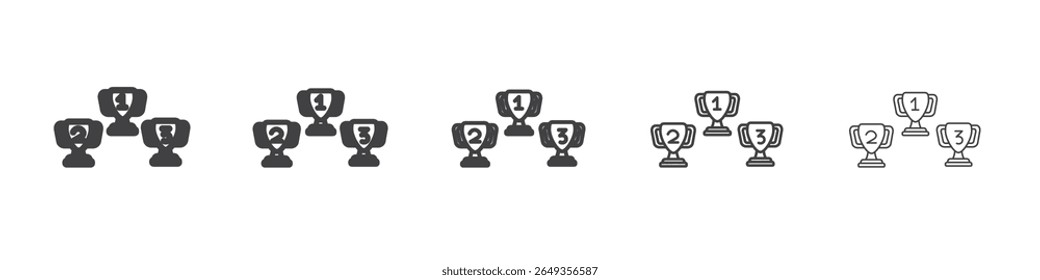First second Third prize trophy cup icon Line graphics illustration symbol