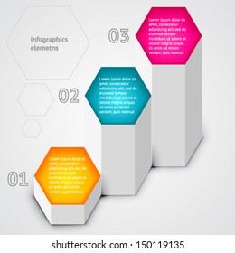 First second third - vector infographic elements with description