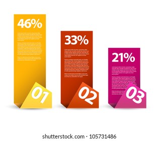 First second third - vector paper infographic elements with description