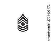 First sergeant rank silhouette vector flat illustration design.