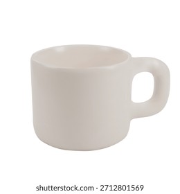 First of a series. Realistic 3D mockup of a unique low cylinder ceramic mug with a handle. Clean vector template for branding, perfect for showcasing logo or artwork.