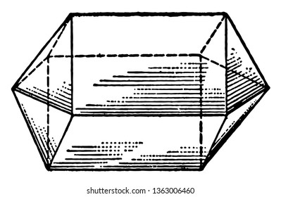 El primer prisma cuadrado de signos. El prisma puede ser de tres, cuatro, seis, ocho o incluso doce caras, dibujo de línea vintage o ilustración de grabado.
