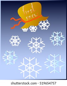 first snow poured from a bag, vector illustration