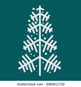 the first snowfall wets the Christmas tree template background illustration design