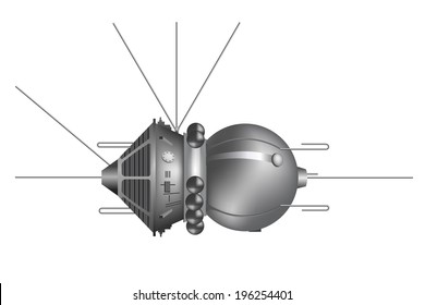 Das erste Raumschiff "Vostok".  Vektorgrafik