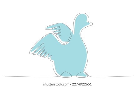 First spring bird hand draw continues one line. Vector stock illustration isolated on white background for wedding, Easter invitation or greeting card. Editable stroke. EPS10
