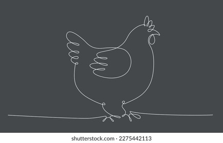 El primer sorteo de aves de primavera continúa con una línea. Ilustración de material vectorial aislada en el fondo negro de pizarra para boda, invitación de Pascua o tarjeta de saludo. Trazo editable. EPS10