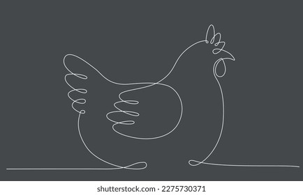 First spring bird hand draw continues one line. Vector stock illustration isolated on black chalkboard background for wedding, Easter invitation or greeting card. Editable stroke. EPS10