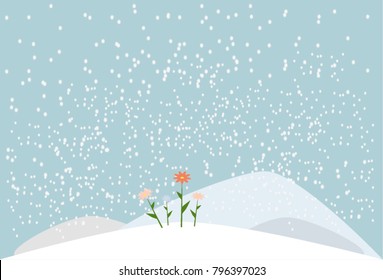 First Spring Flowers In The Snow