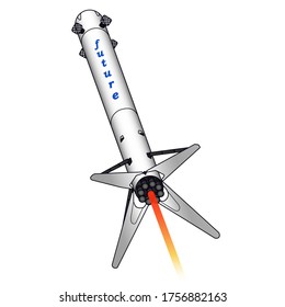 the first stage of the rocket makes a landing using jet propulsion