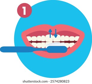 First Step of How to Brush Your Teeth Step by Step Instruction Flat Illustration