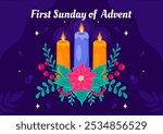 First Sunday of Advent or the Beginning of a New Church Year, Observed on November 27 with a Flat Style Background Vector Illustration