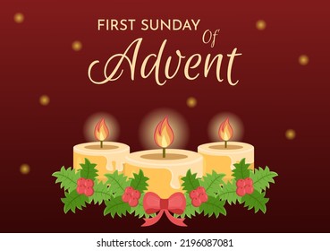 First Sunday of Advent or the Beginning of a New Church Year Which Takes Place on November 27 in Template Hand Drawn Cartoon Flat Illustration